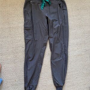 Gray Jogger Pants with Teal Accents